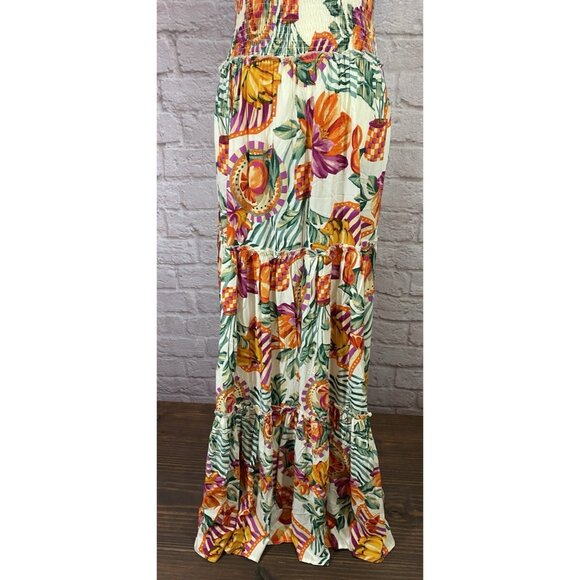 NWT Abel The Label Anthropologie Tiered Maxi Dress S Sleeveless Fruit Print ATL - Picture 6 of 14